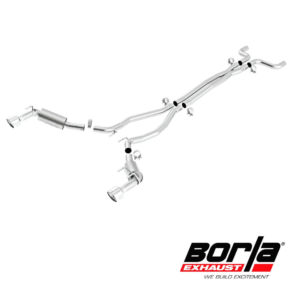 Al Shiba General Trading exhaust system for vehicles with Borla Exhaust branding.