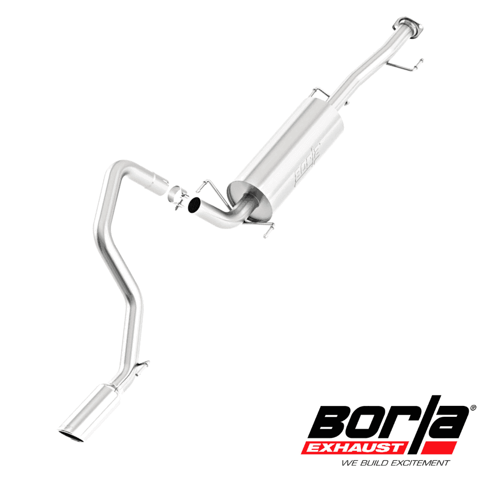 Al Shiba General Trading exhaust system with Borla branding for vehicle performance enhancement.