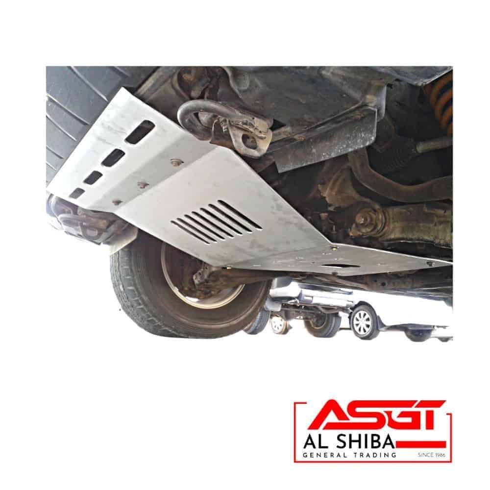 Protective undercarriage skid plate on a vehicle for corrosion and damage prevention.