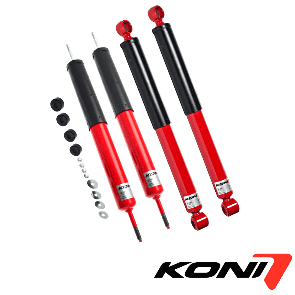 High-quality KONI shock absorbers for vehicle suspension systems and smooth ride performance.