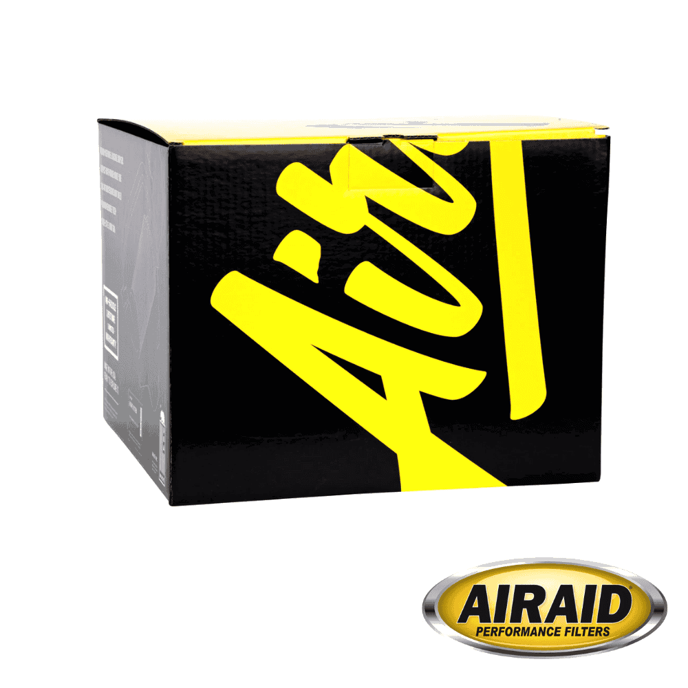 AirAid performance filter box with bold yellow and black design.