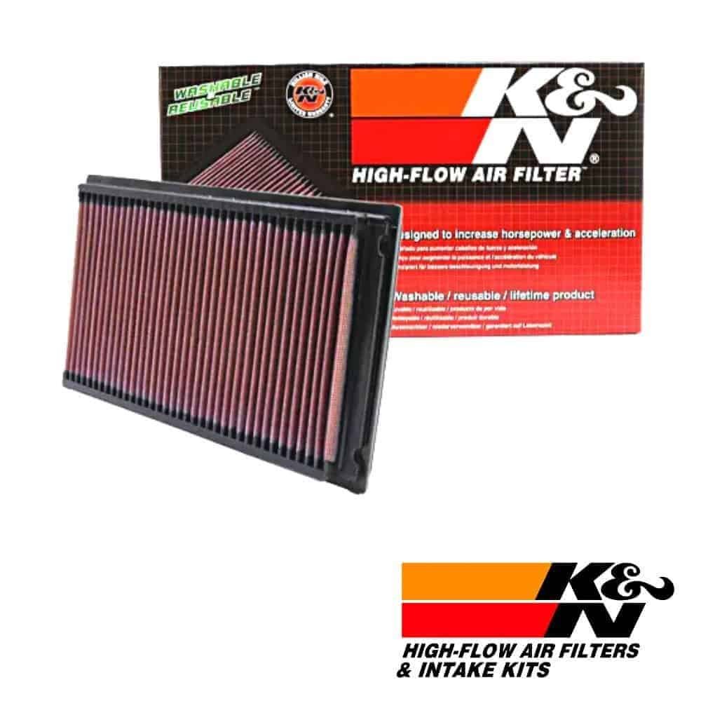 High-flow air filter for vehicle engine performance and filtration efficiency.