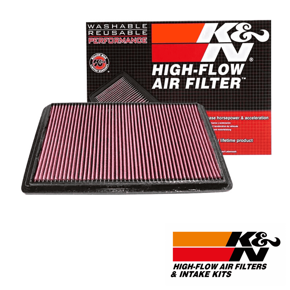 K&N High-Flow Air Filter for optimal engine performance and filtration.