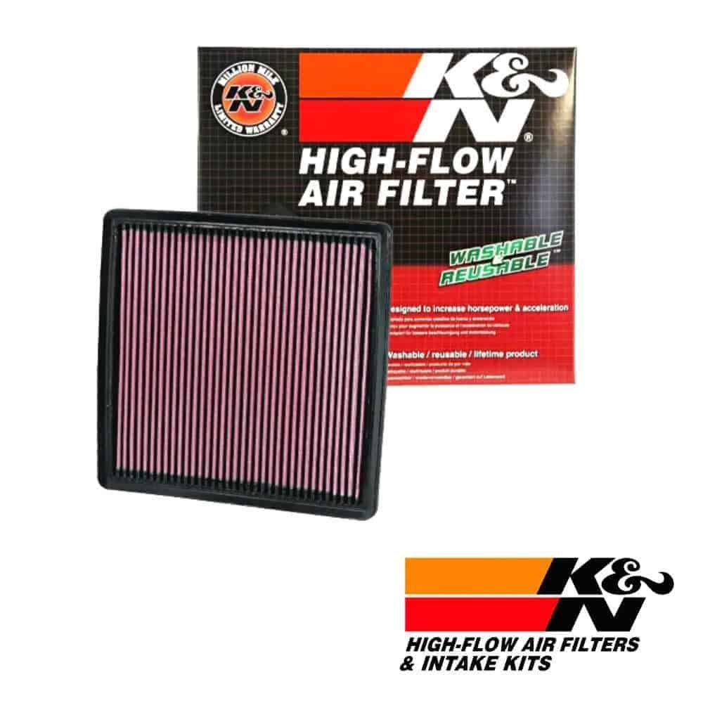 High-flow washable air filter for vehicle engine, reusable and durable.