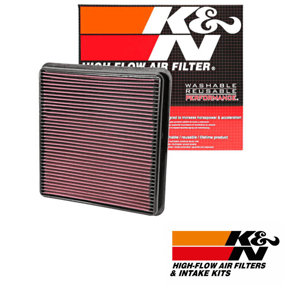 High-flow K&N air filter for optimal engine performance and efficiency.