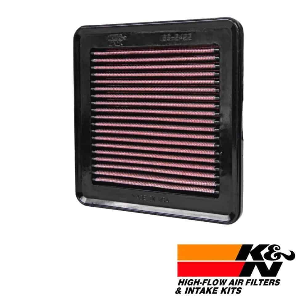 High-flow air filter for vehicle engine, durable and efficient filtration system.