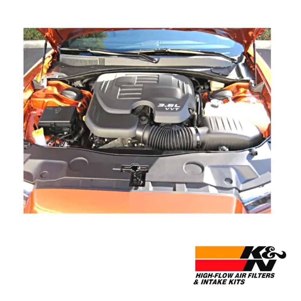High-performance car engine with air intake system and engine cover, showcasing automotive engineeri.