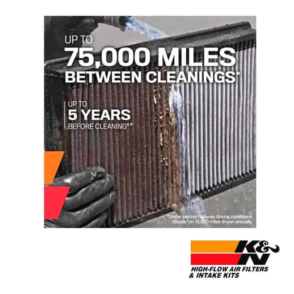 Extends air filter lifespan with up to 75,000 miles between cleanings for optimal vehicle performanc.