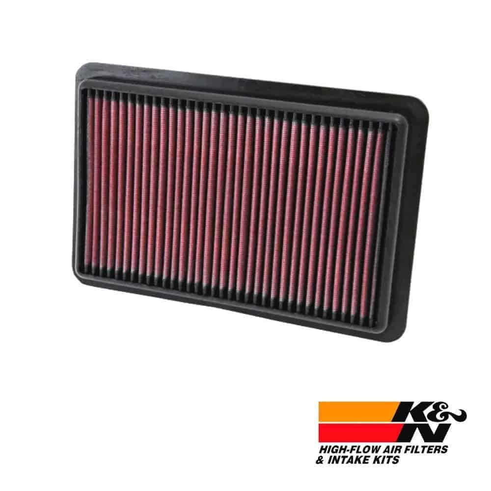 High-flow air filter for automotive engines by K&N.