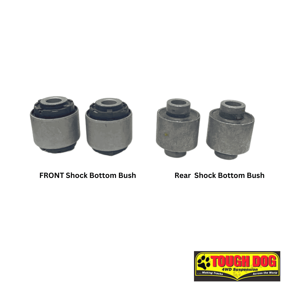 High-quality automotive shock bushings for front and rear suspension systems. Durable rubber compone.