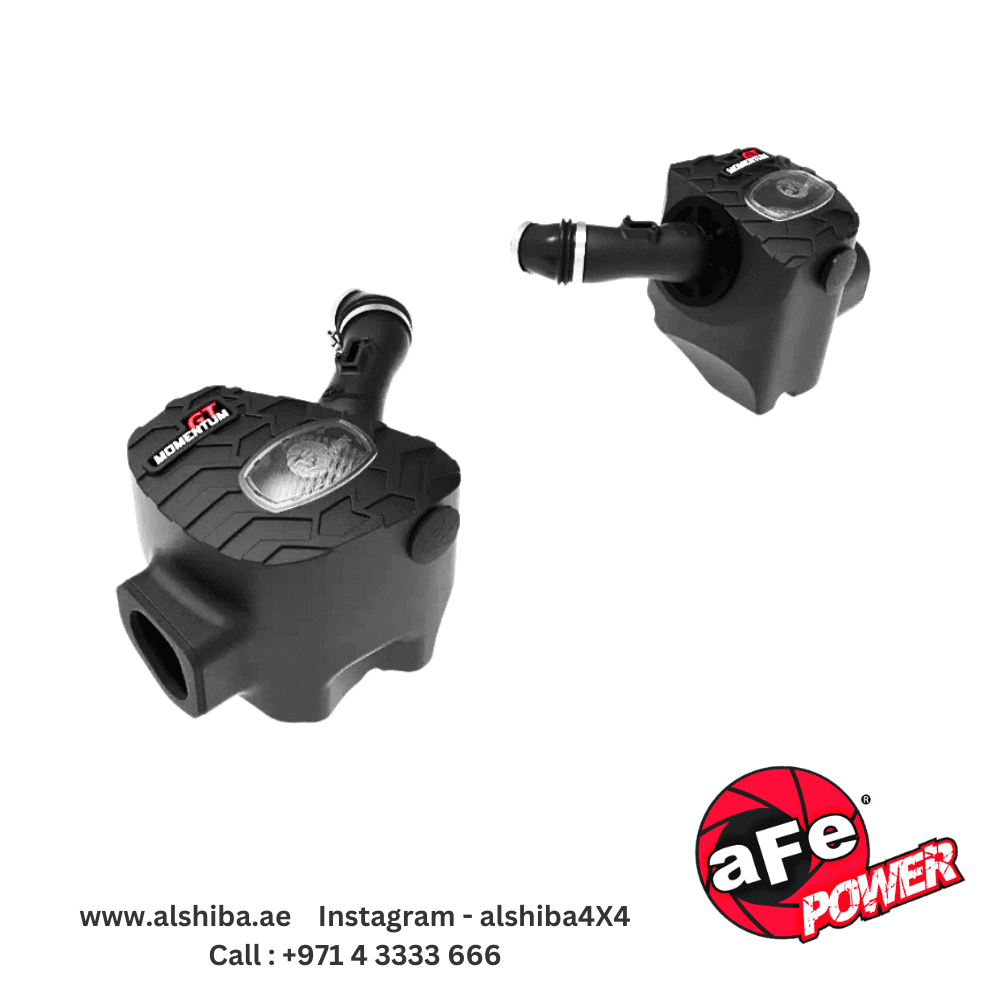 High-performance aFe Power air intake system for vehicle engine enhancement.