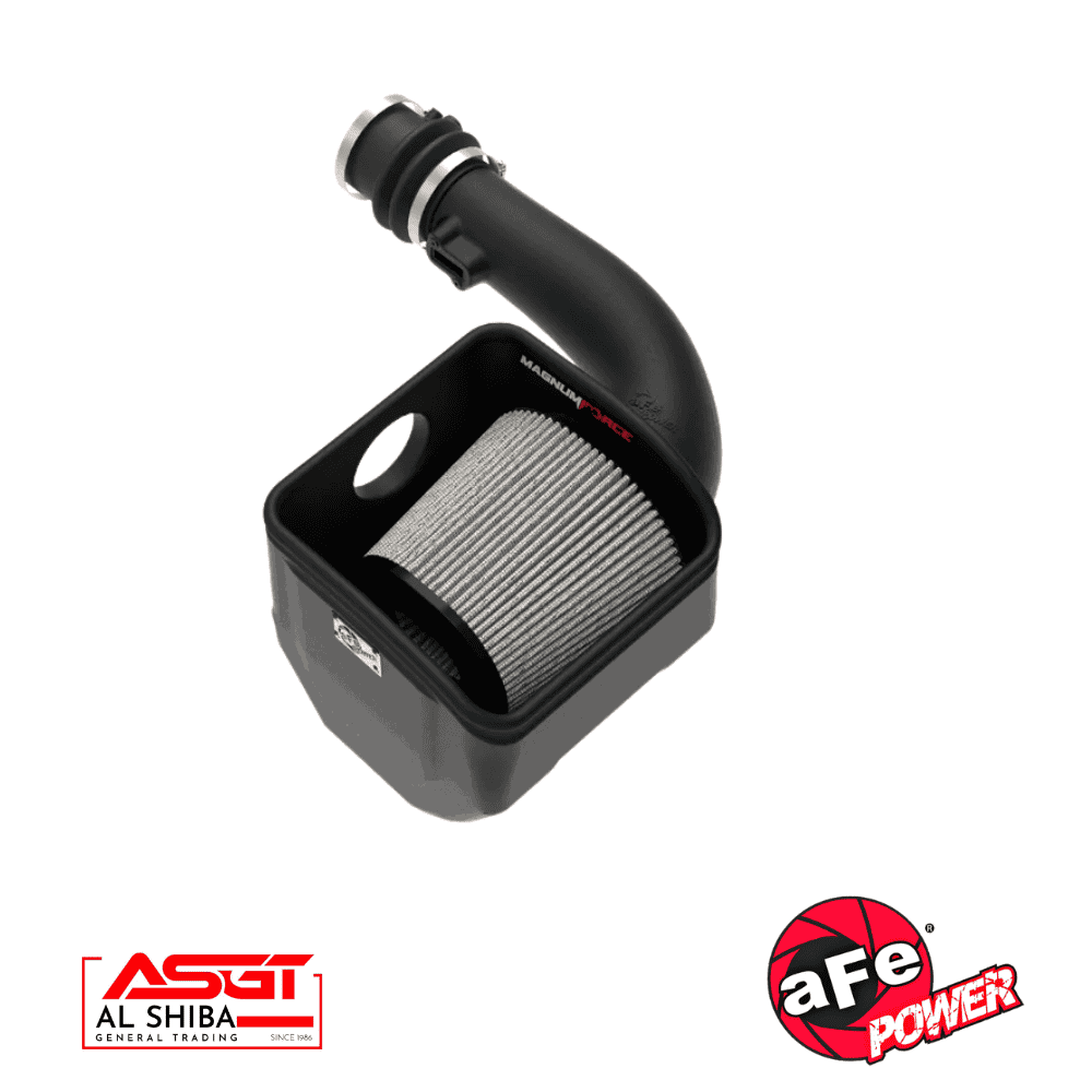 High-performance car air filter with intake pipe for engine efficiency and airflow.