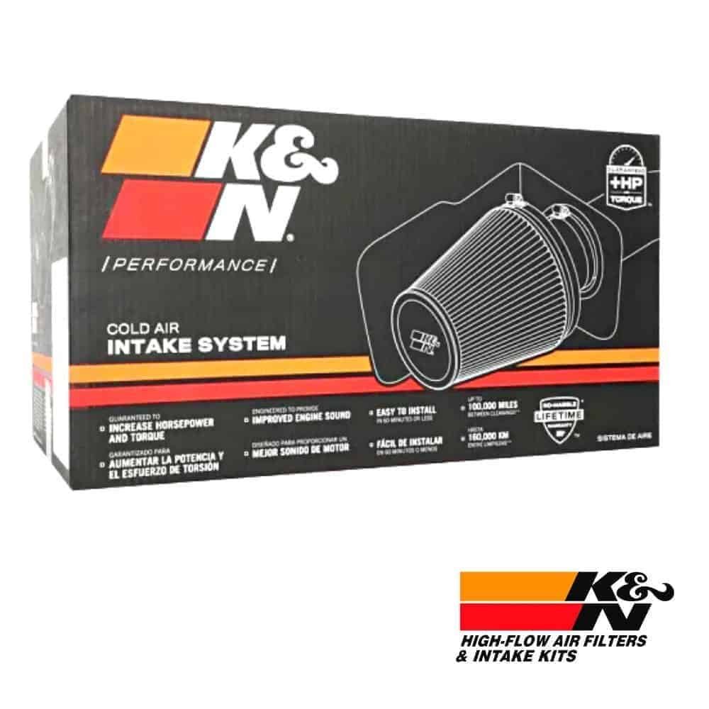 K&N high-flow air filter for cold air intake systems, performance engine enhancement, easy installat.