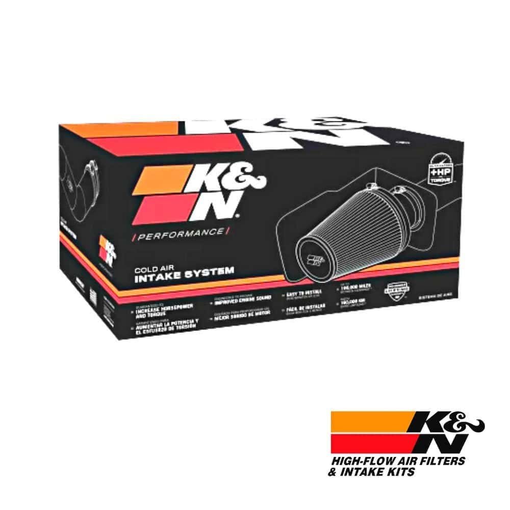 High-flow air filters and intake kits by K&N Performance for vehicle engine enhancement.