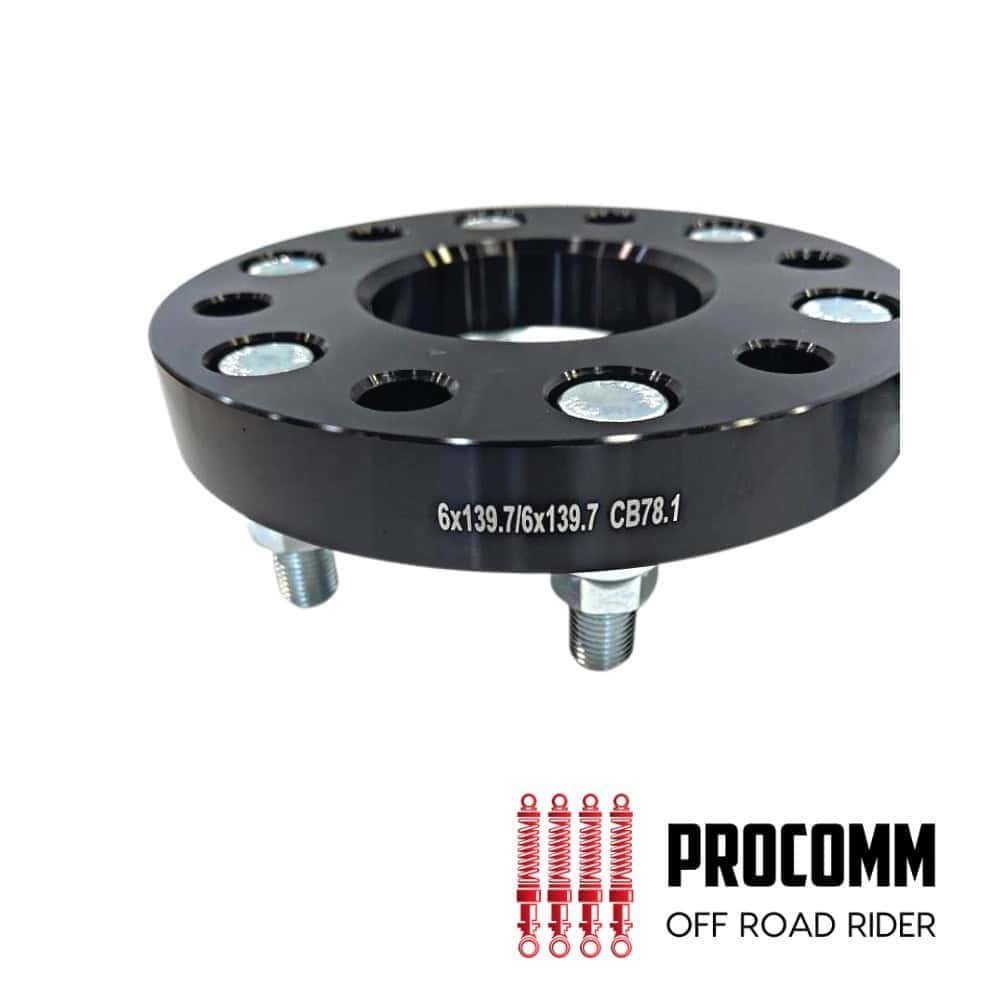 Heavy-duty wheel spacer for off-road vehicles with PROCOMM branding.