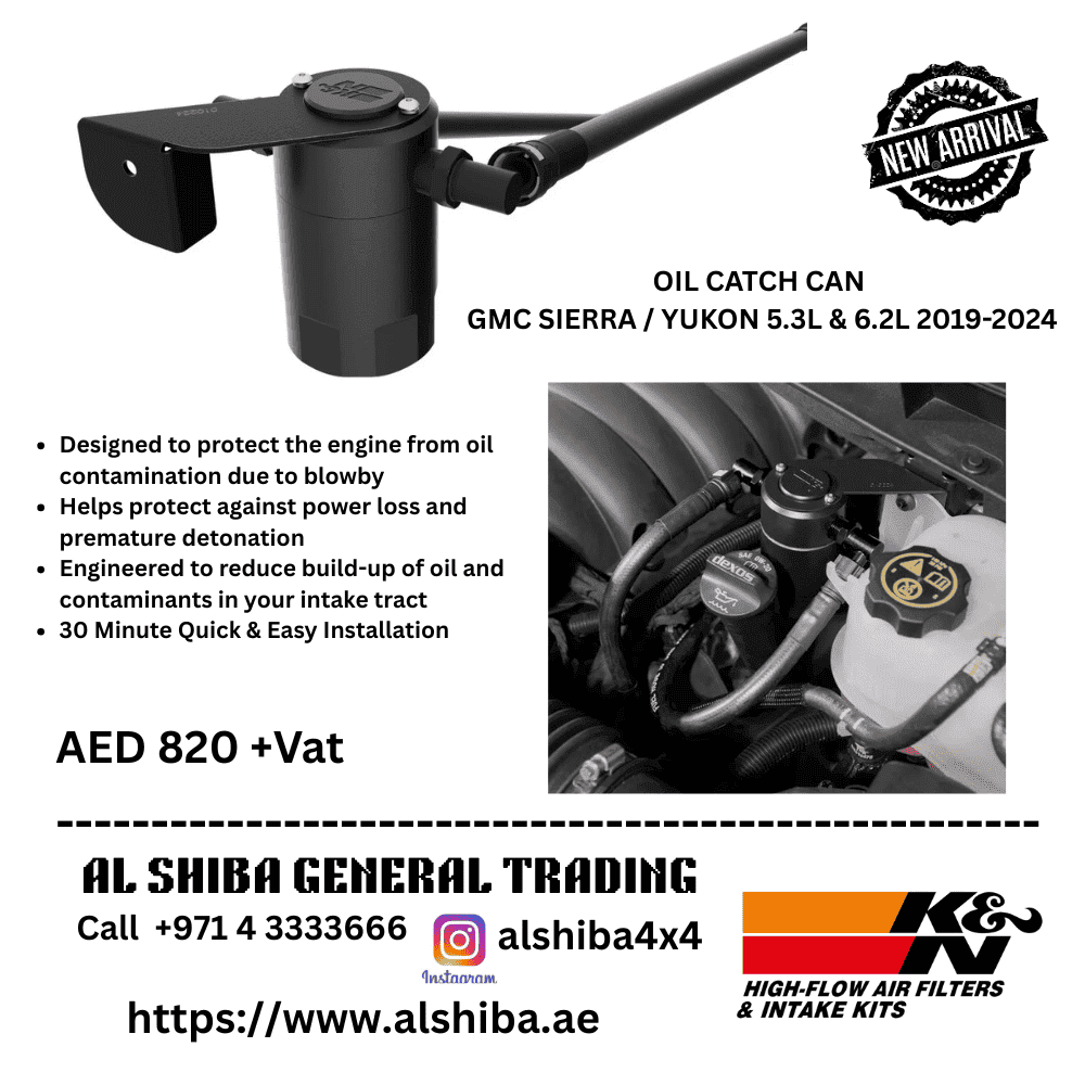 Oil catch can for GMC Sierra / Yukon 5.3L & 6.2L 2019-2024, protects engine from oil contamination.
