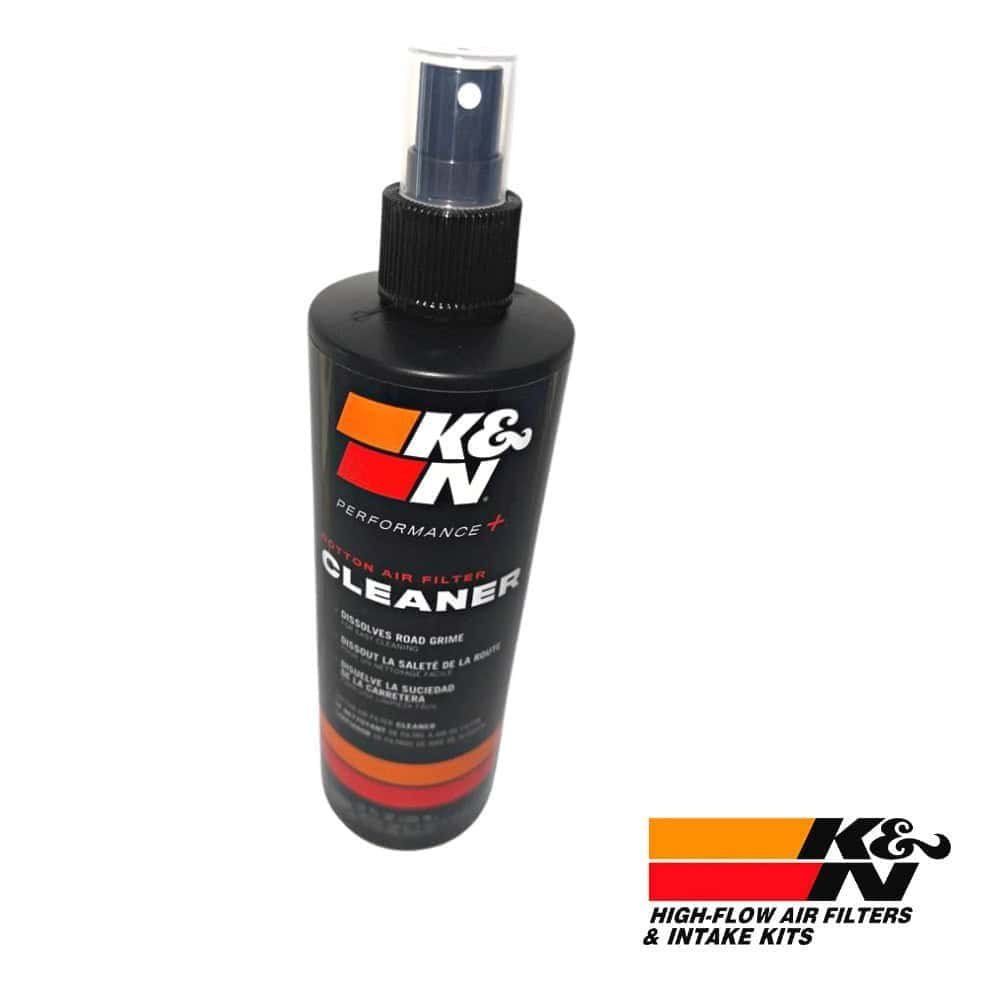 K&N Performance High-Flow Air Filter Cleaner bottle for vehicle maintenance.