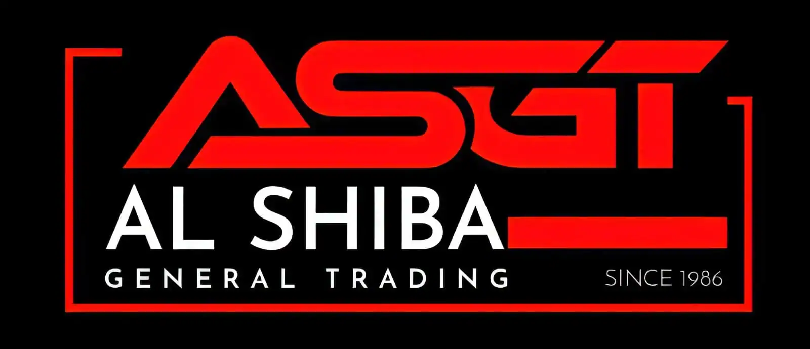 Al Shiba General Trading logo with bold red and black design, established since 1986.