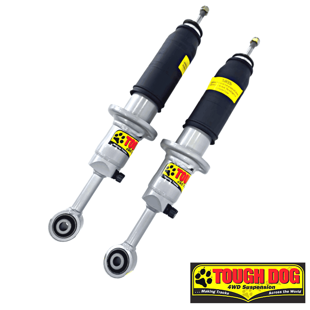 Tough Dog 4WD suspension shocks for off-road vehicles, durable and high-performance.