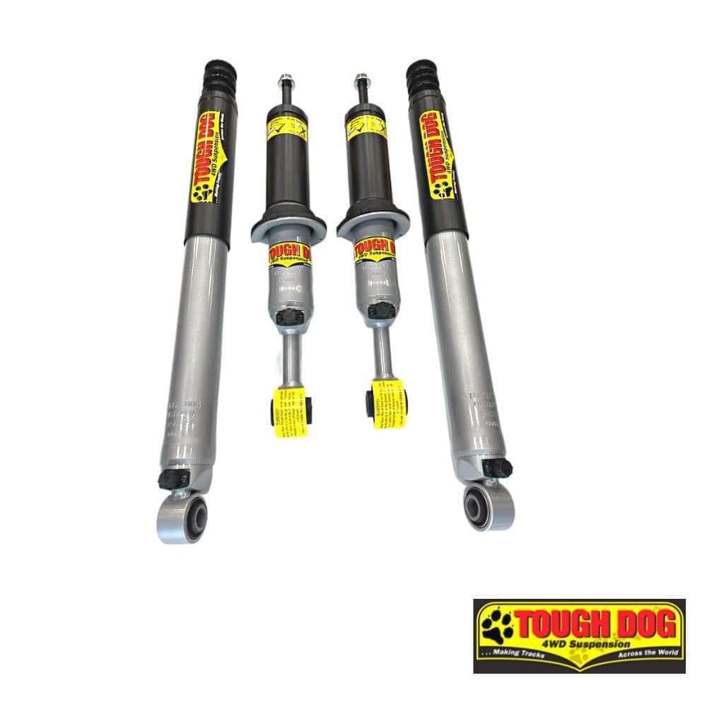 Heavy-duty shock absorbers for 4WD vehicles by Tough Dog, ideal for off-road suspension upgrades.