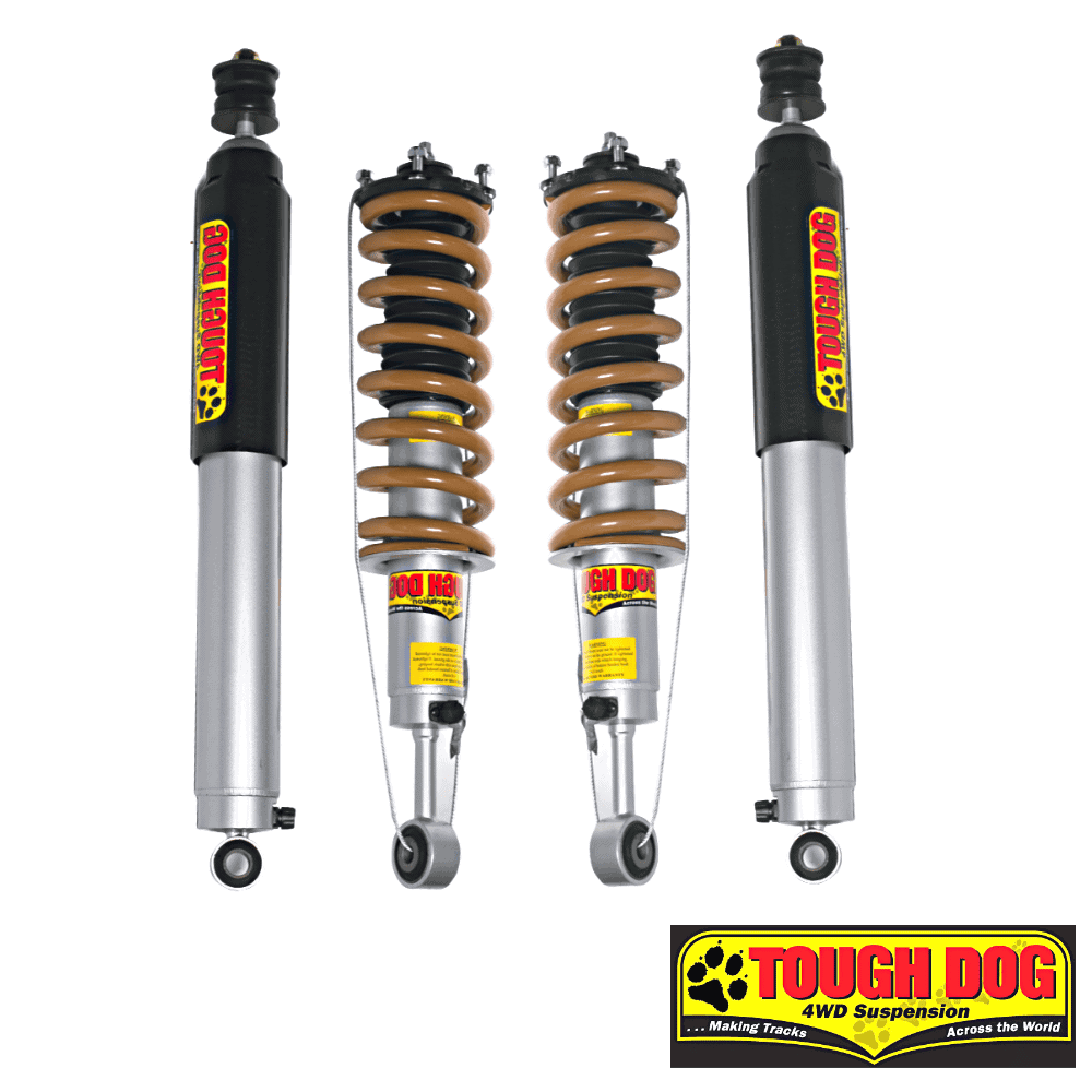 Heavy-duty off-road shock absorbers for 4WD vehicles by Tough Dog.