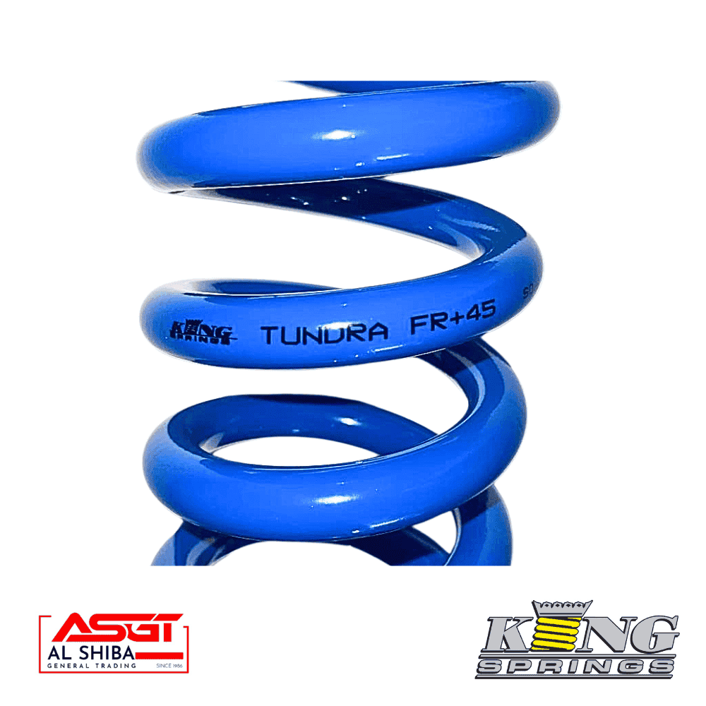 Blue coil spring for automotive suspension from King Springs, Al Shiba General Trading.