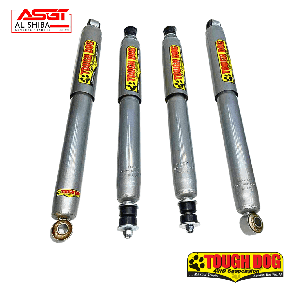 Heavy-duty shock absorbers for 4WD vehicles by Tough Dog, durable and reliable.