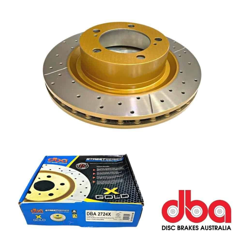 High-performance disc brake rotor for automotive applications with packaging from DBA Australia.