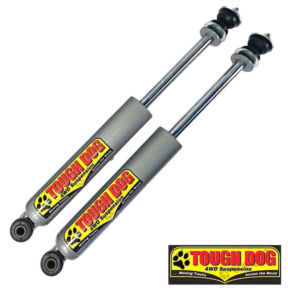 Tough Dog 4WD suspension shocks for off-road vehicles, durable and high-performance.