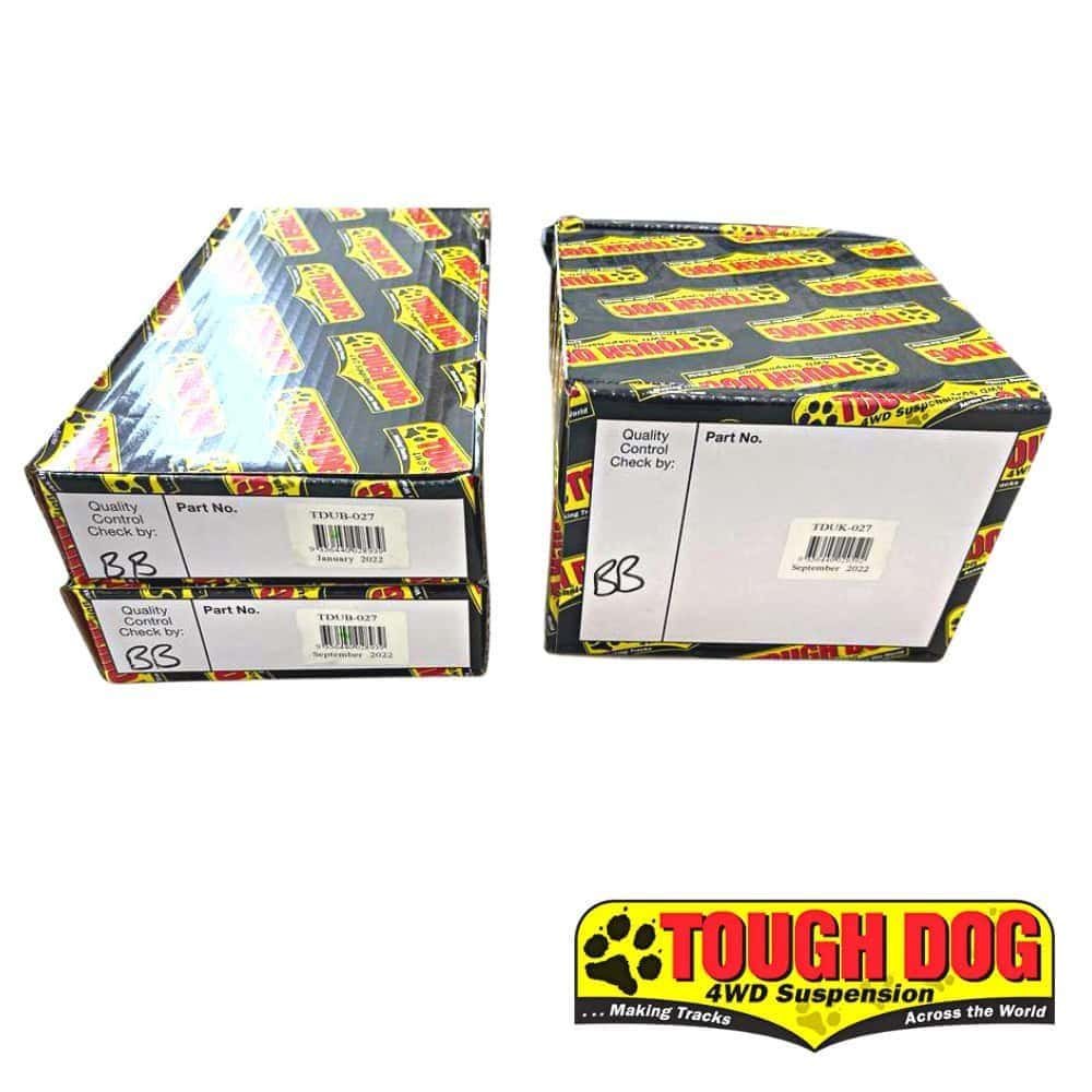 Tough Dog 4WD Suspension parts in packaging, branded with yellow and black logo.
