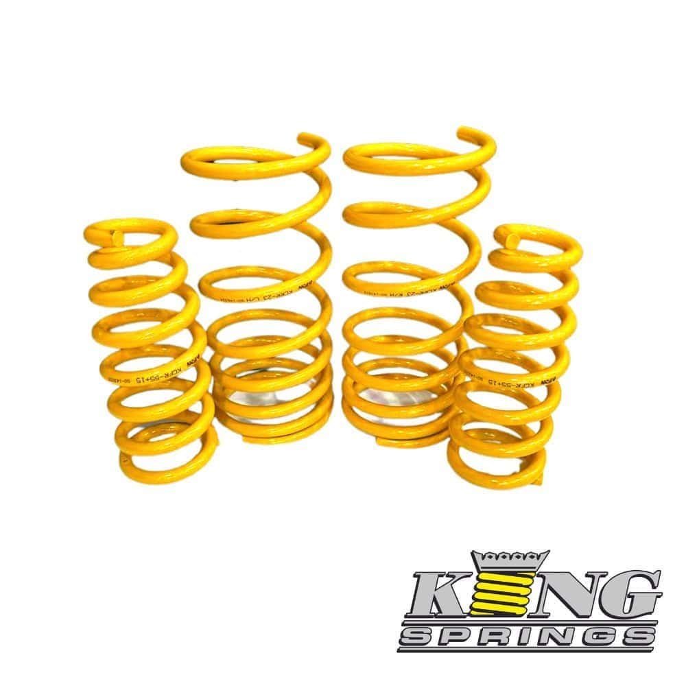 Yellow coil springs for automotive suspension from King Springs.