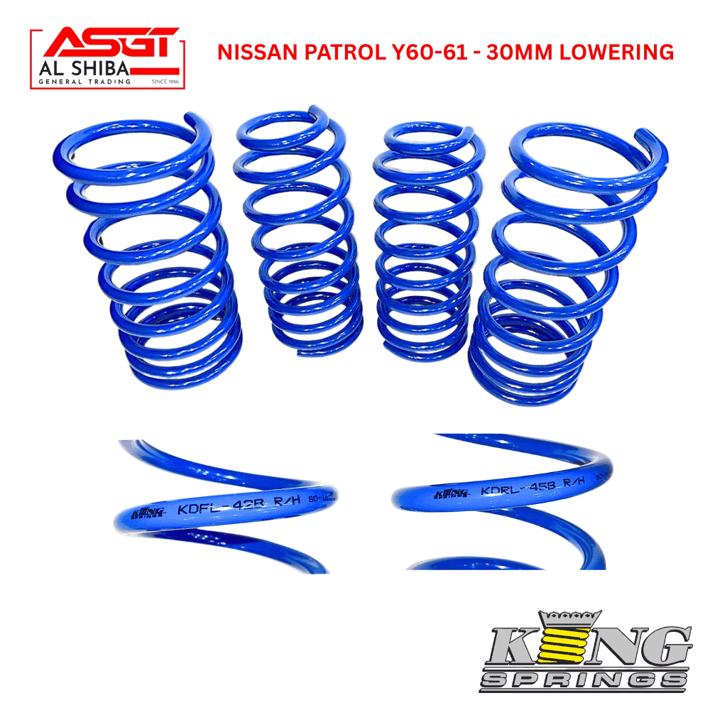 Nissan Patrol Y60-61 30mm lowering coil springs for off-road suspension upgrades.
