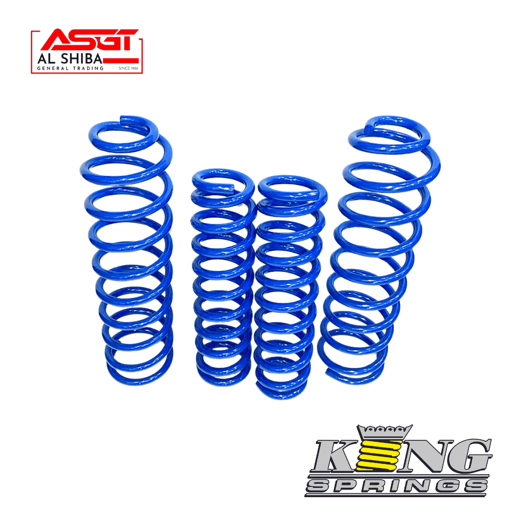 Blue King Springs coil springs for vehicle suspension, high-quality automotive parts.