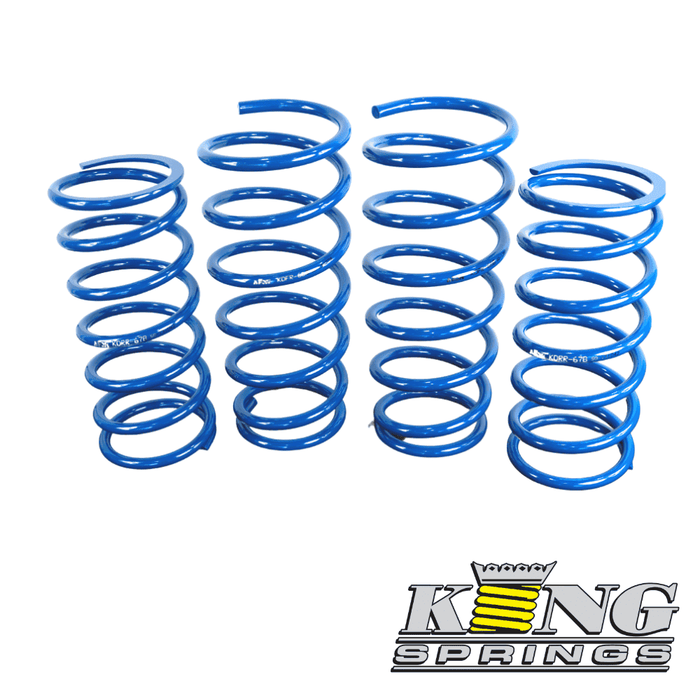 Blue coil springs for automotive suspension systems.
