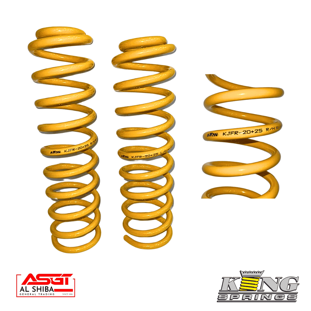 High-quality yellow coil springs for automotive suspension from Al Shiba General Trading. Durable an.