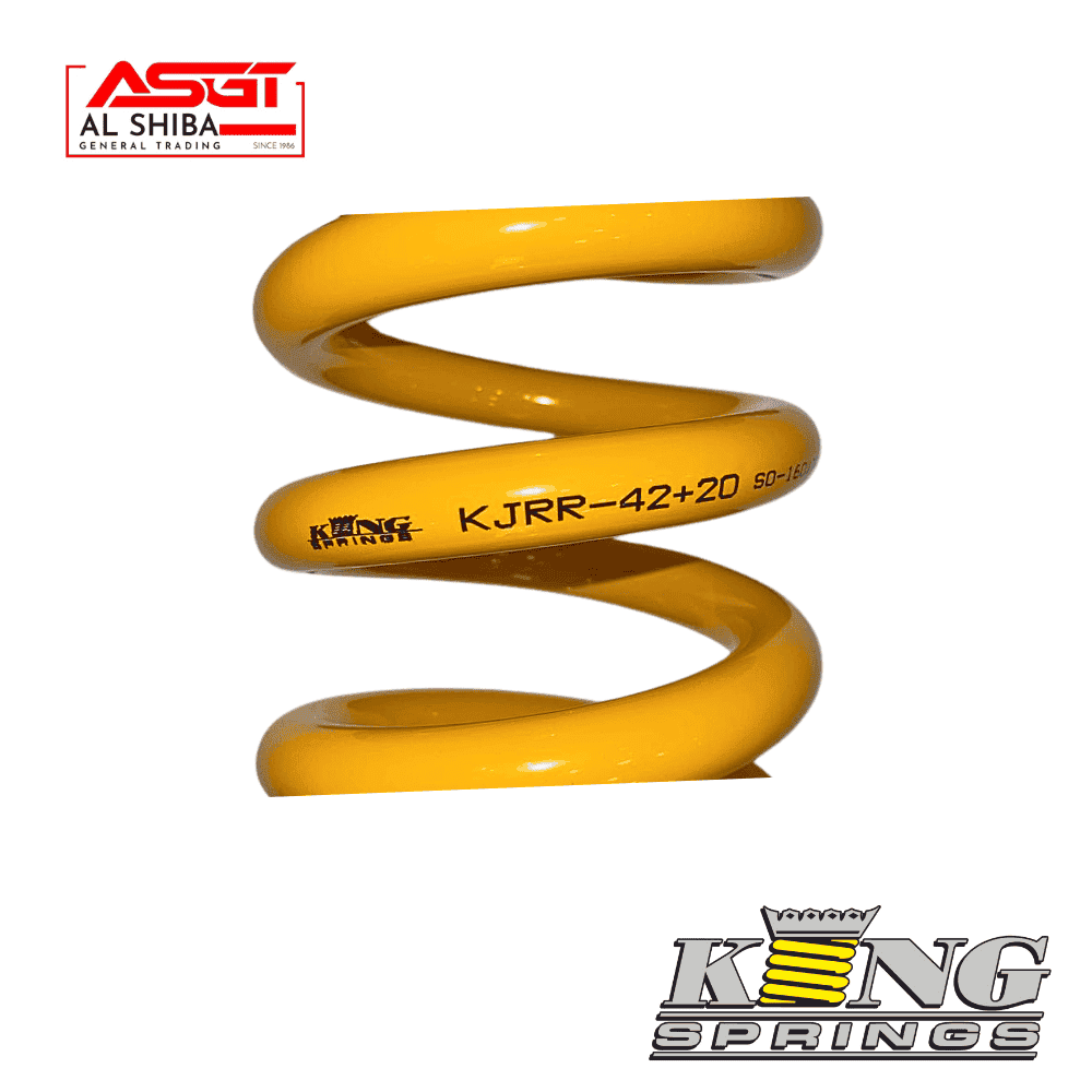 Yellow King Springs coil spring for automotive suspension systems.