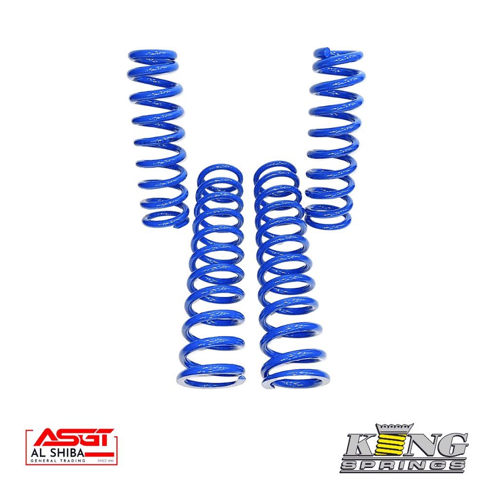 Blue King Springs for automotive suspension, high-quality coil springs.