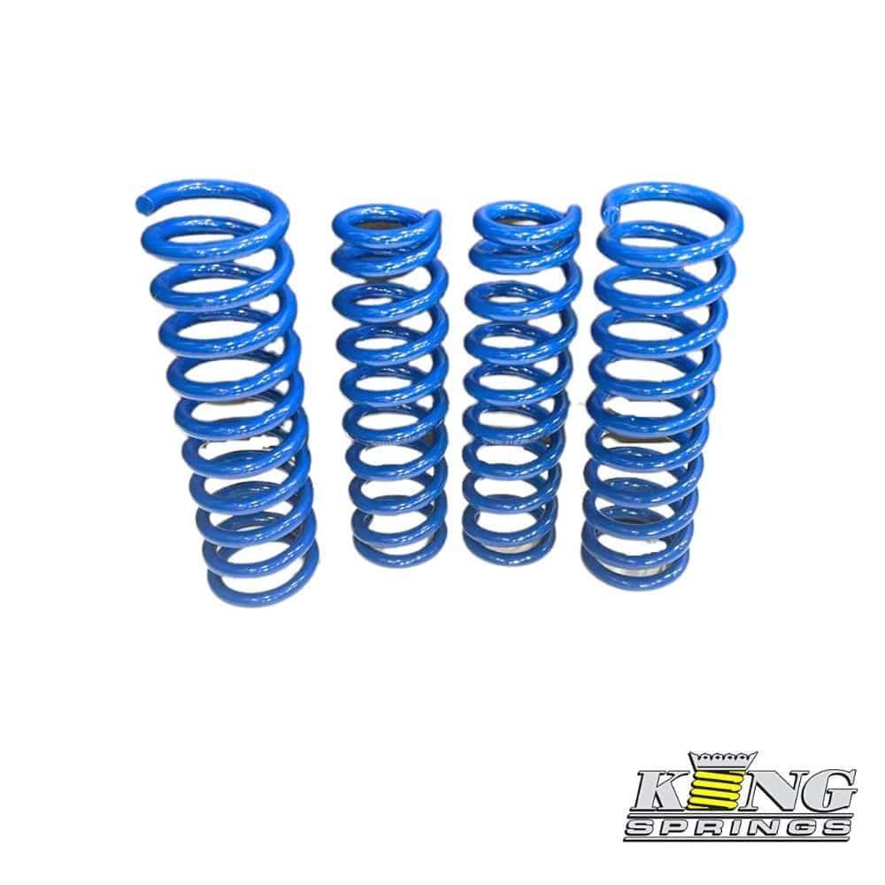 Blue coil springs for automotive suspension, high-quality and durable.