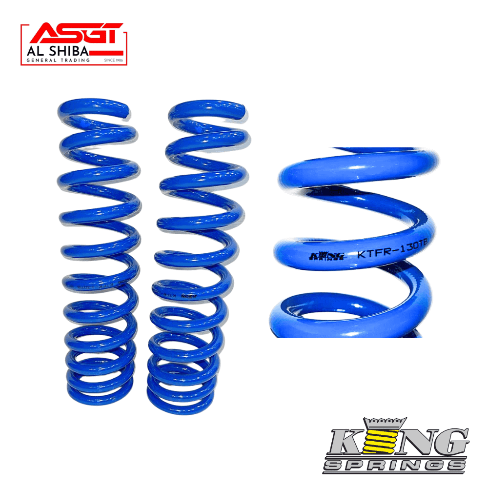 Blue coil springs for automotive suspension from Al Shiba General Trading.