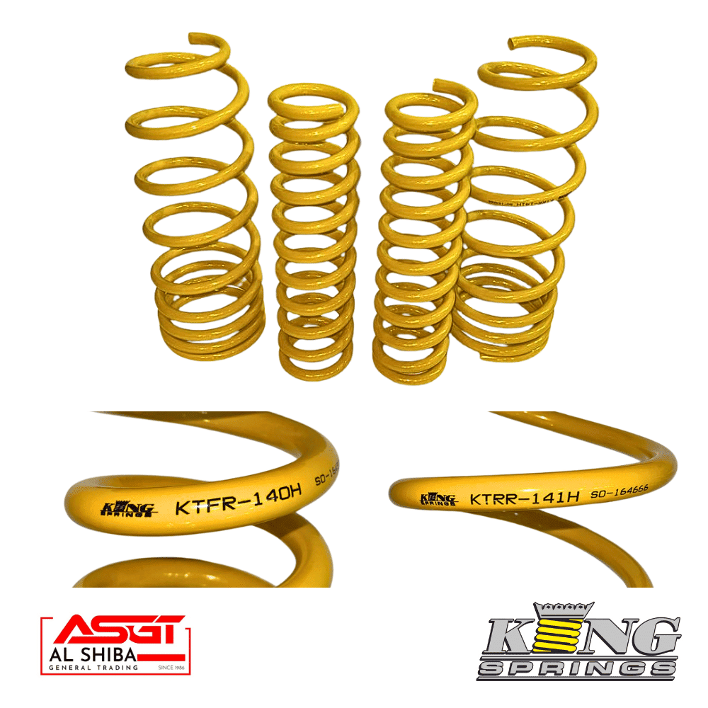 Yellow coil springs for automotive suspension from Al Shiba General Trading.
