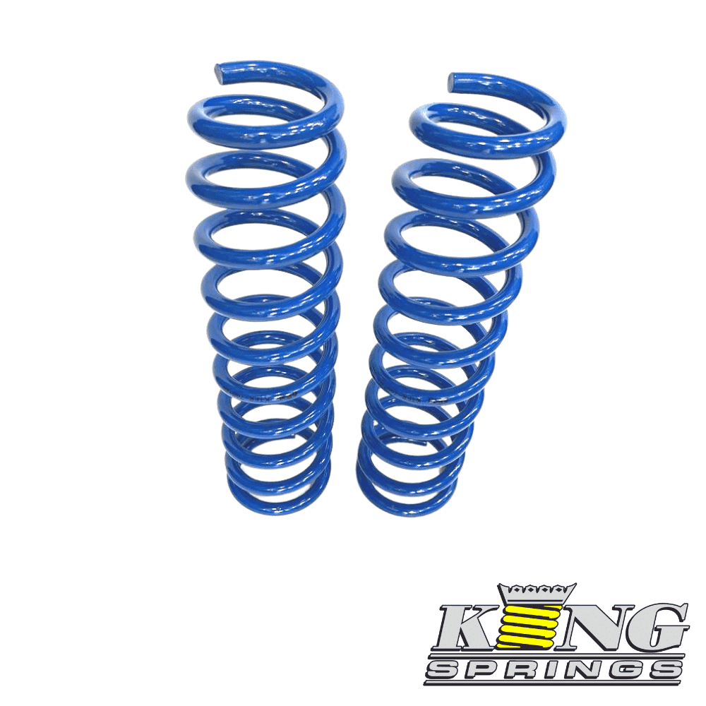 Blue coil springs for industrial or automotive use, showcasing durability and high-quality manufactu.