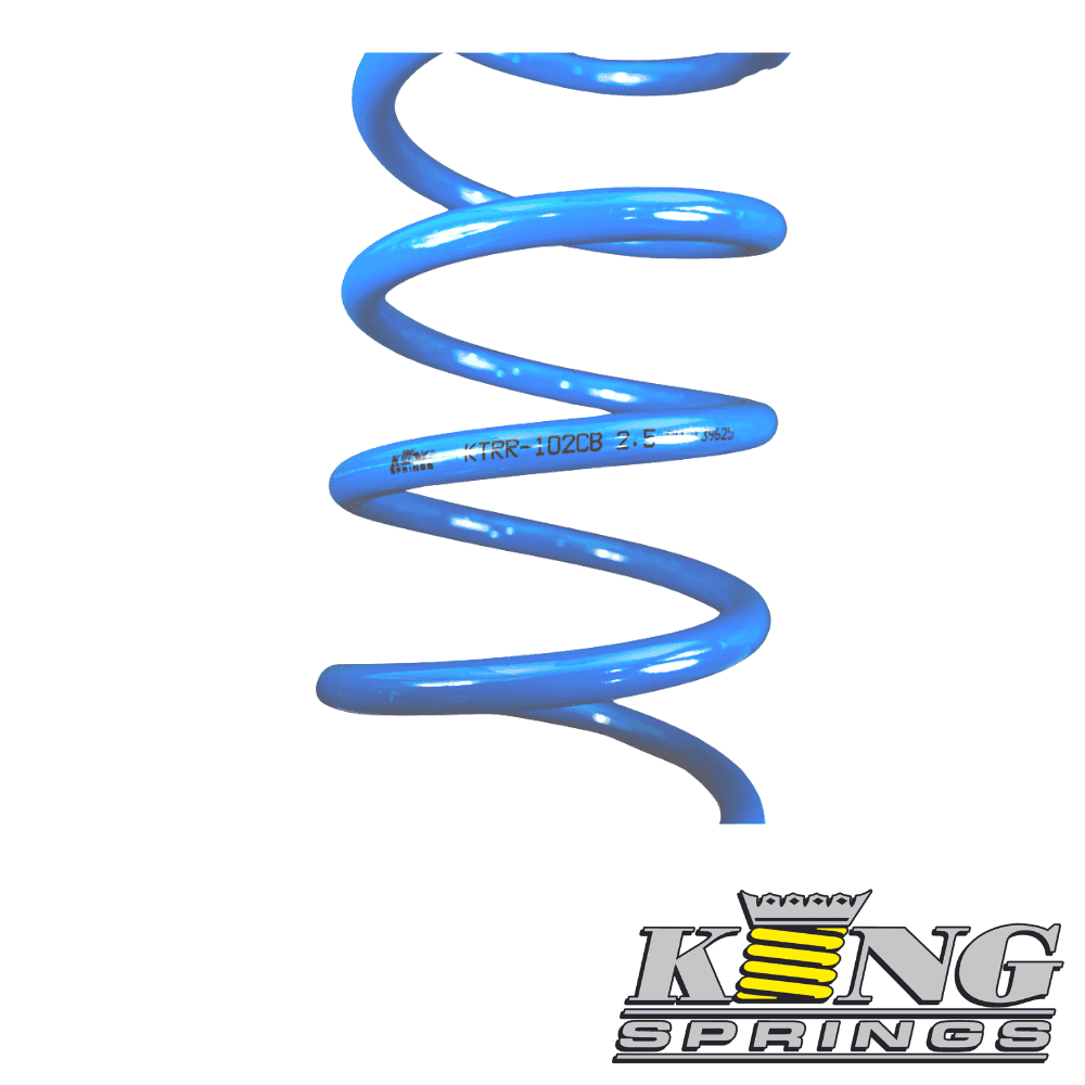 A spiral blue coil spring used in industrial applications.