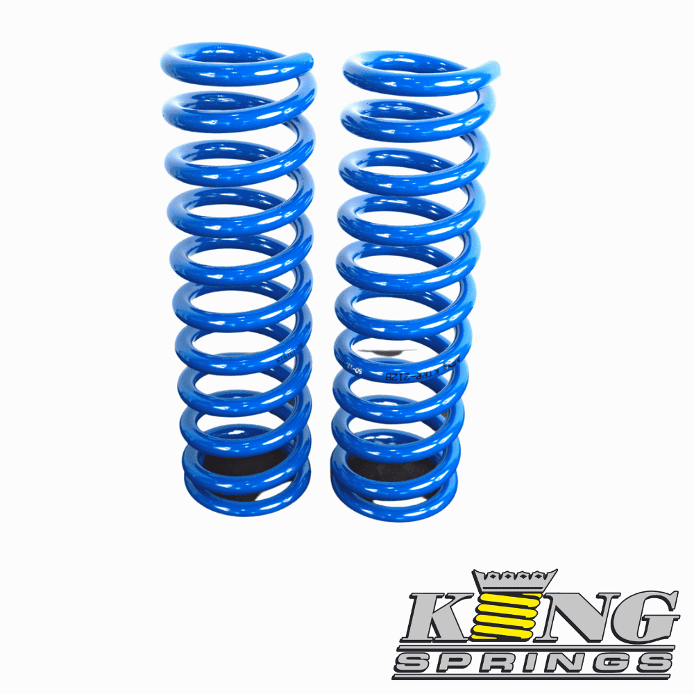 Blue coil springs for automotive suspension systems.
