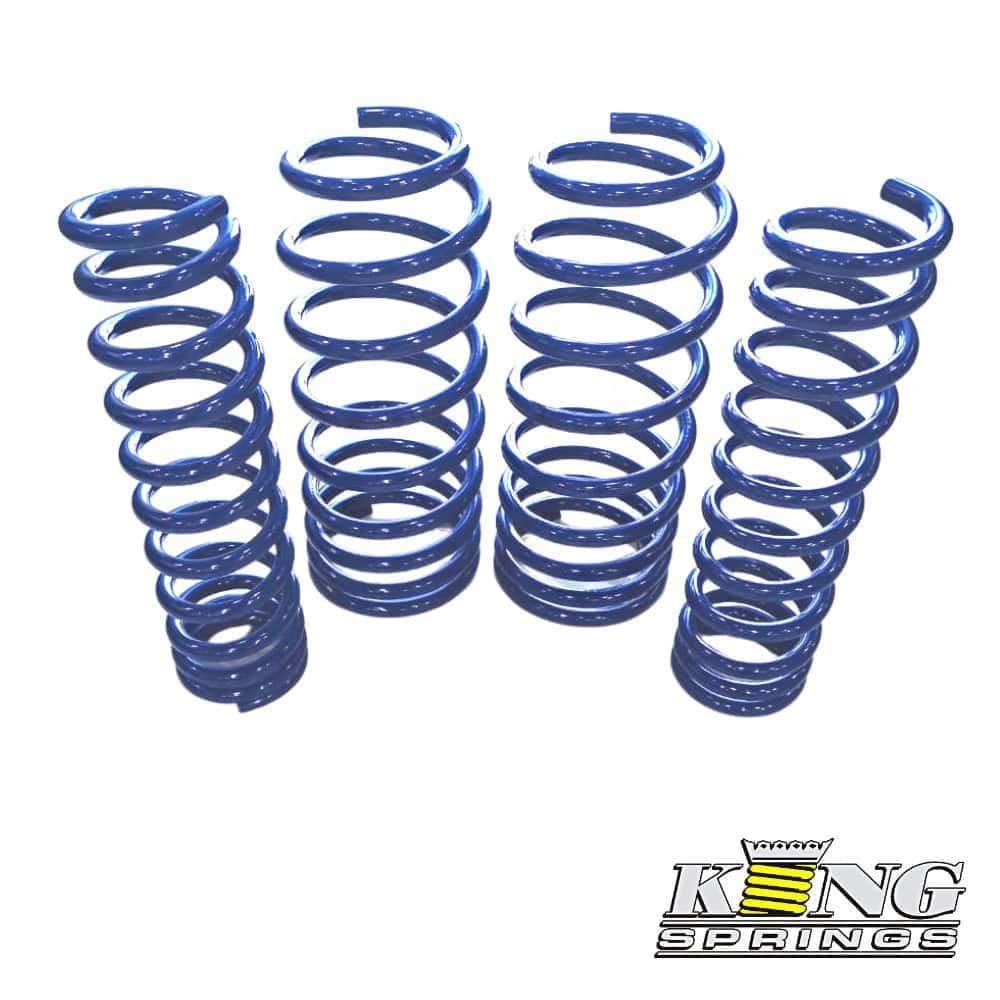 Heavy-duty blue coil springs for automotive suspension systems.