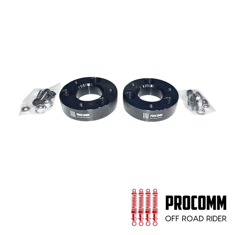 Procomm off-road rider suspension parts with mounting hardware for durability.