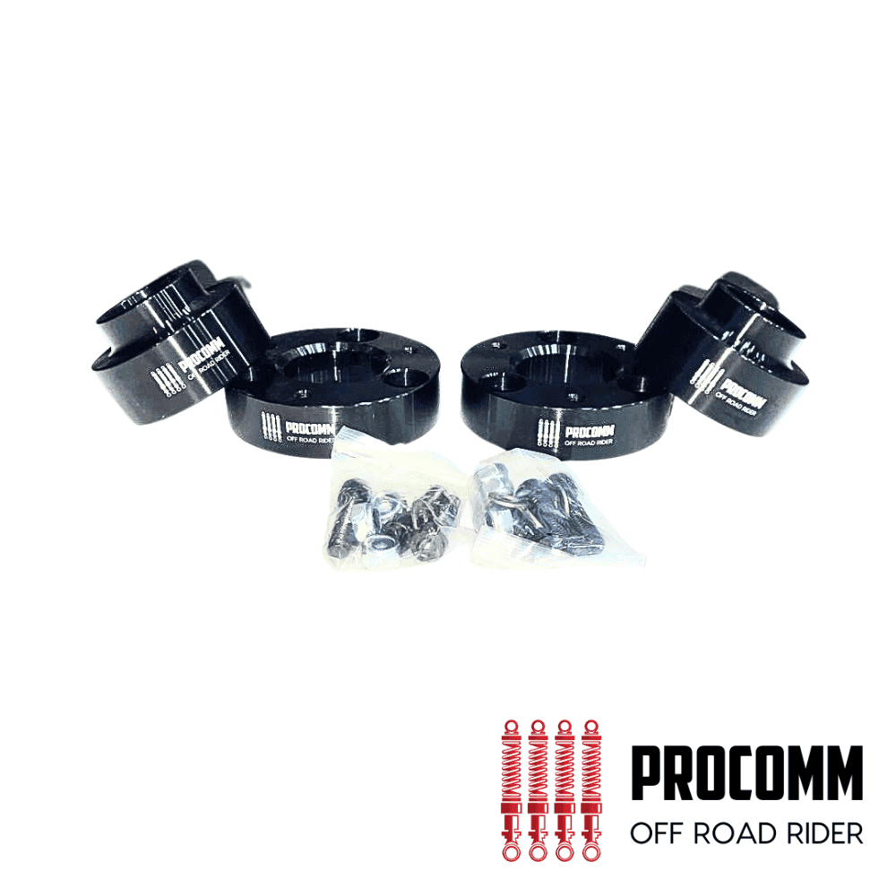 Procomm off-road rider suspension bushings and hardware for vehicle upgrades.
