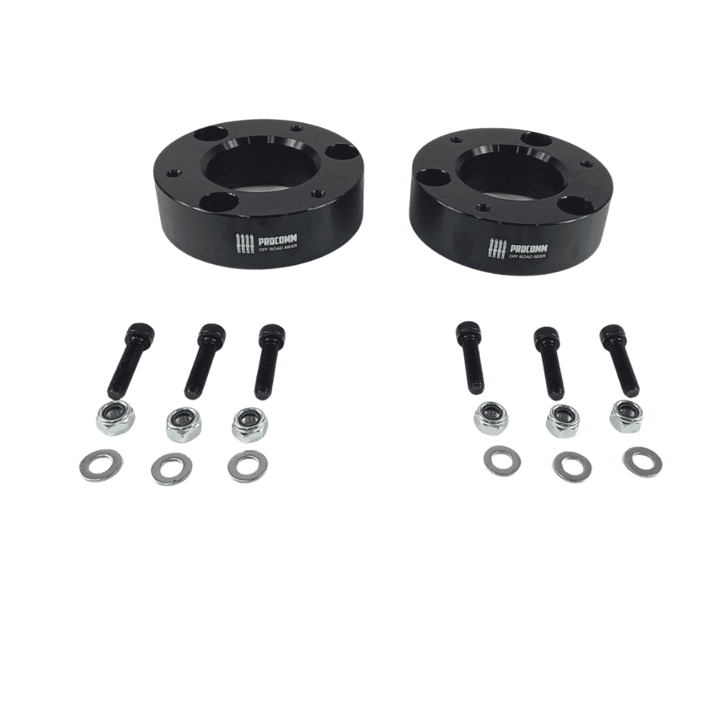 Heavy-duty automotive wheel spacers with mounting hardware for vehicle customization and improved ha.