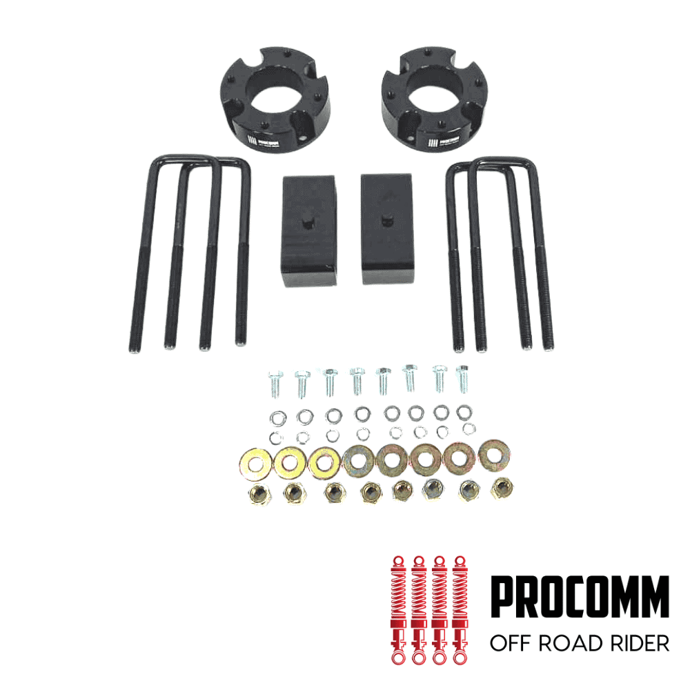 Off-road rider suspension parts kit with spacers, bolts, and springs for durable performance.