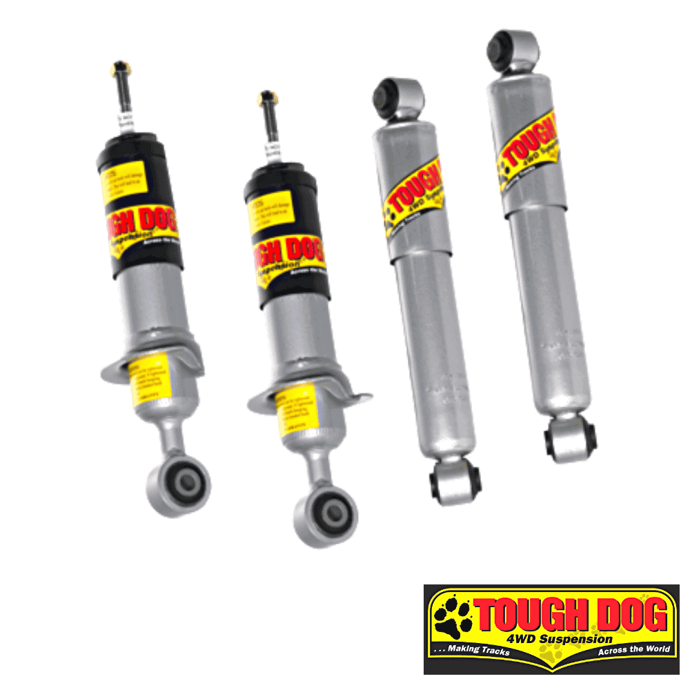 High-quality shock absorbers for 4WD vehicles by Tough Dog, durable suspension components for off-ro.