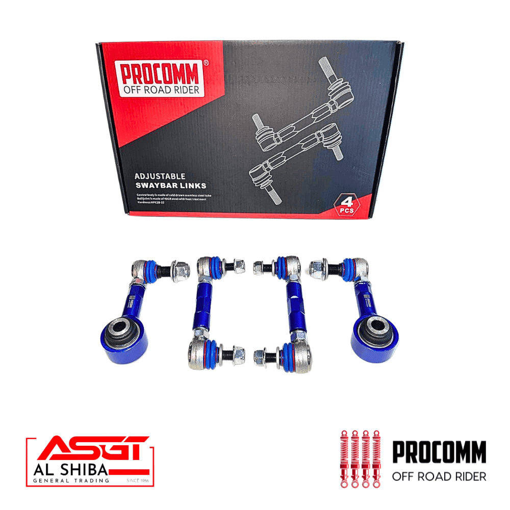 Procomm adjustable swaybar links for off-road vehicles, high-quality suspension parts.
